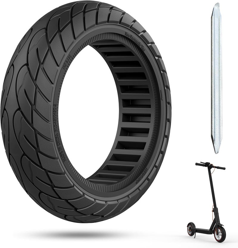 Cooryda 10x2.125 Scooter Tire, 10 inch Solid Rubber Tires Tubeless Front or Rear Replacement 10x2.125 Solid Electric Scooter Tire for Gotrax G4 Xr V2 Ninebot F25 F65 Hiboy S2 Pro 1pc Black - Image 1